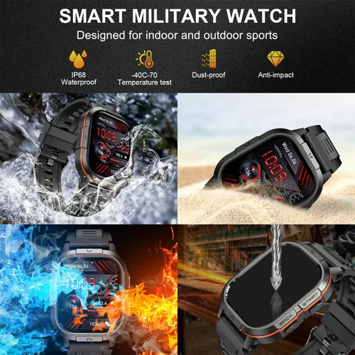 Miniatura 6 de Reloj inteligente para hombre con rastreador de fitness: impermeable, realiza/contesta llamadas, relojes digitales militares, corre, smartwatch