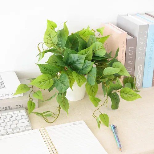 Miniatura 4 de CEWOR Plantas Artificiales Pothos Falso con Maceta de Plástico Planta Artificial en Maceta para Hogar Oficina Dormitorio Decoración