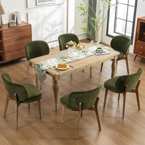 Miniatura 19 de YOUNIKE Silla de comedor con respaldo alto, silla única de cocina estilo moderno de mediados de siglo, silla acentuada sin brazos de tela bouclé