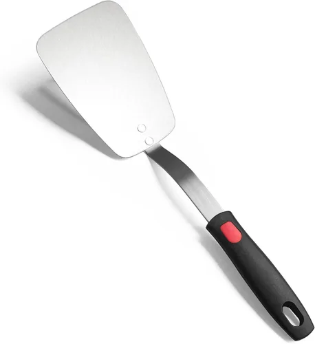 Miniatura 9 de Espátula flexible de acero inoxidable, espátula de metal fino para sartén de hierro fundido, hoja fina y mango de silicona resistente al calor