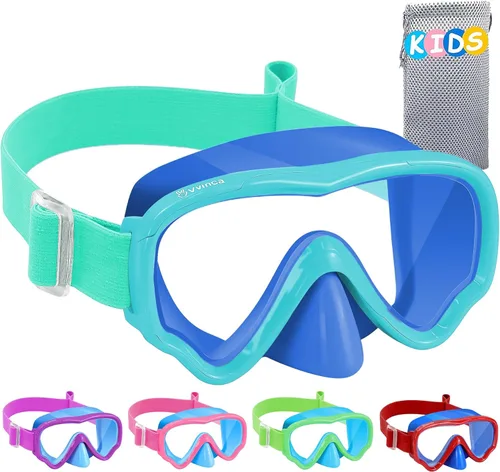 Miniatura 13 de Vvinca Gafas de natación para niños con cubierta para la nariz, máscara de buceo, correa de tela antivaho anti roturas para niños de 3 a 15 años