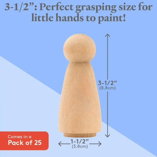 Miniatura 4 de Muñecas grandes de madera de 3-1/2 pulgadas, con forma de mamá/ángel, paquete de 25 muñecas de madera sin terminar de abedul para pintar Paquete