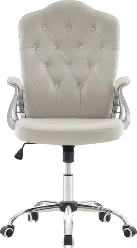 Miniatura 9 de BarberPub Silla ajustable para oficina en casa, silla de trabajo con soporte lumbar, bonita estación giratoria de uñas, ergonómica con reposabrazos