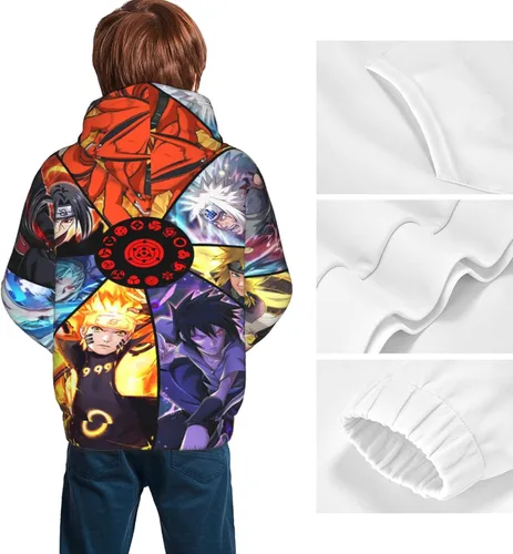 Miniatura 5 de Sudadera con capucha con capucha y bolsillos con estampado 3D de animé para niños y niñas