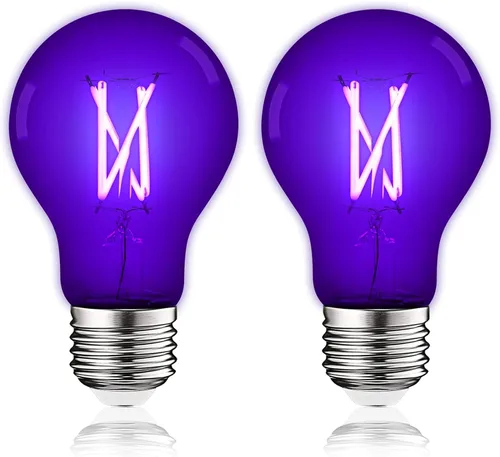 Miniatura 7 de LUXRITE - Bombilla LED negra Edison A19 Edison UV, bombilla de luz negra de 6 W, UVA 397-407 nm, clasificación de accesorio cerrado, base E26