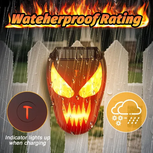 Miniatura 5 de Luces solares de depredador disuasorio de coyote – Repelente nocturno de animales con llama LED luces intermitentes para gallinero, patio y jardín
