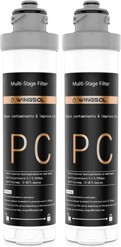 WINGSOL Cartucho de filtro de repuesto para filtro de agua debajo del fregadero Compatible con: WS-QC-001, WS-QC-001 (F), WS-QC-001 (FY), WS-QC-001