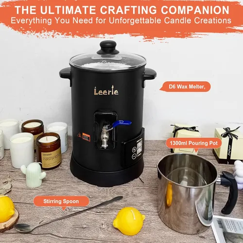 Miniatura 8 de Leerie Derretidor de cera digital de 12 libras para hacer velas, olla de fusión de cera de vela D6 con control preciso de temperatura y núcleo