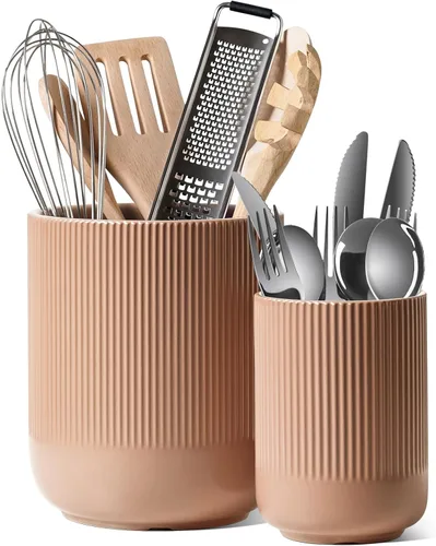 Miniatura 15 de LE TAUCI Soporte para Utensilios, 7.3"+5.4" Soporte de Cerámica para Utensilios de Cocina para Encimera, Recipientes Grandes para Utensilios