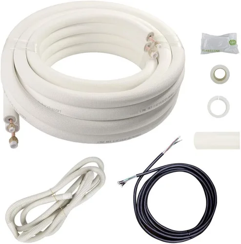 Wostore Juego de línea de 25 pies 1/4 y 1/2 pulgada 3/8 "PE para mini aire acondicionado dividido bobina aislada tubos de cobre HVAC con accesorios