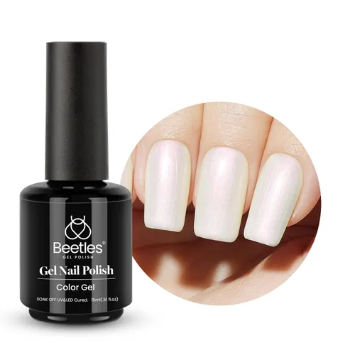 Beetles - Esmalte de uñas en gel de perlas de 0.5 onzas líquidas, esmalte de uñas de gel blanco perla brillante, sirena perlado, esmalte de uñas