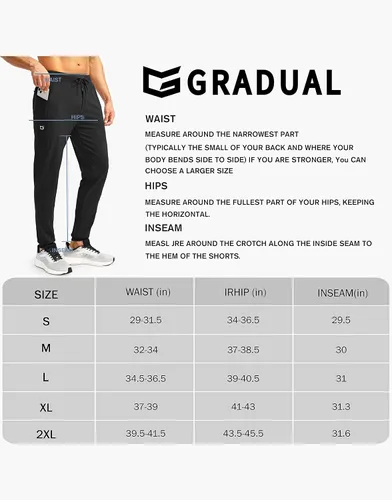 Miniatura 7 de G Gradual Pantalones deportivos para hombre con bolsillos con cremallera elásticos cónicos pantalones deportivos para hombre entrenamiento correr
