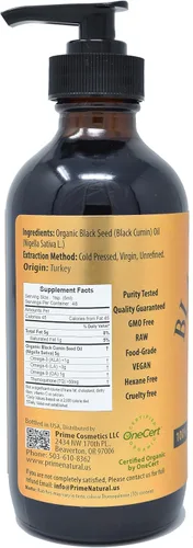 Miniatura 2 de PRIME NATURAL Aceite orgánico de semillas negras de 8 onzas Prensado en frío sin refinar alta timoquinona 1.7% certificado por USDA Origen turco