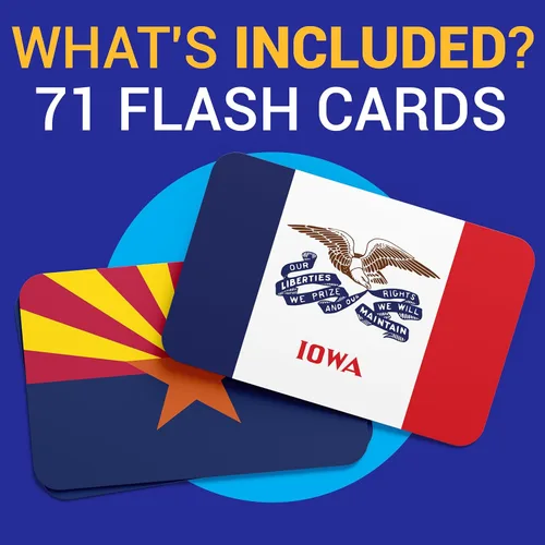 Miniatura 4 de Tarjetas flash de USA Flags para niños y adultos – 71 banderas de Estados Unidos y territorio con nombres y hechos – Tarjetas de aprendizaje