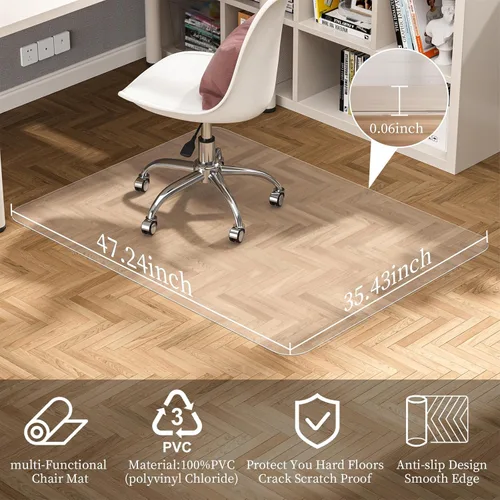 Miniatura 2 de Tonaus Alfombrilla para Silla de Suelo Duro Alfombrilla para Silla de Oficina Alfombrillas para Escritorios Grande 48"×36" (3'x4'), Protector