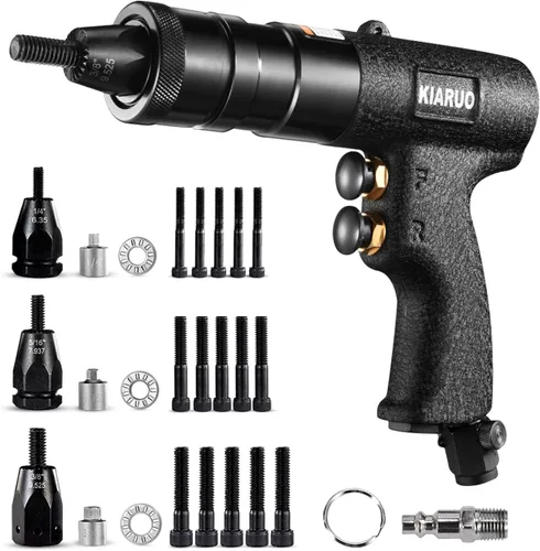 Miniatura 7 de Pistola Neumática para Tuercas Remachables 8-32,10-24,1/4-20 con Mandriles de Repuesto, Pistola de Remachadora de Tuerca de Grado Industrial 1500