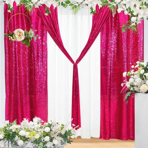 Miniatura 8 de Eternal Beauty Cortinas de fondo de lentejuelas rosadas, 2 paneles de 2 x 8 pies para San Valentín, Navidad, fiesta, cumpleaños, fotografía, boda