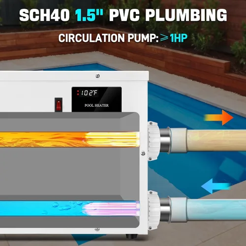 Miniatura 5 de Calentador eléctrico de piscina de 5.5KW 220V 25A para piscina, bañera de hidromasaje y calentador de spa con termostato de pantalla táctil digital