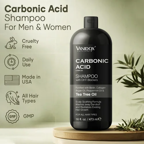 Miniatura 2 de VANIDOX Champú de ácido carbónico para hombres y mujeres con bloqueadores de DHT, fabricado en Estados Unidos, estimula el crecimiento del cabello