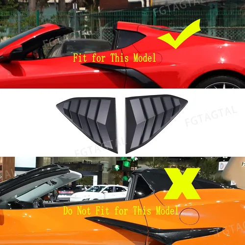 Miniatura 5 de Cubierta de rejilla para ventana lateral trasera compatible con Chevrolet Corvette C8 2020-2025, cubierta de moldura de persianas de ventana Mate