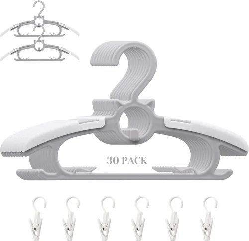 Miniatura 14 de Perchas de guardería para armario de bebé, paquete de 30 perchas ultradelgadas antideslizantes y extensibles para ropa de recién nacido, colgador