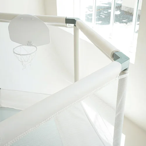 Miniatura 4 de Trampolín para Niños, Trampolín Estético para Interiores y Exteriores para Niños Pequeños con Red de Seguridad, Aro de Baloncesto, Capacidad de 220