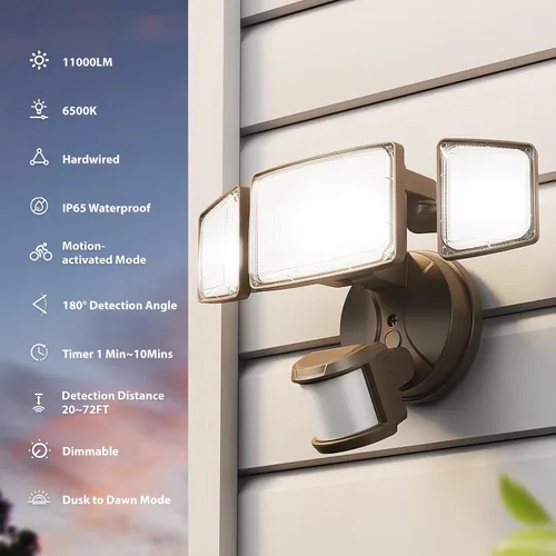 Miniatura 3 de Onforu Luces LED con sensor de movimiento de 100 W, luz de inundación del anochecer al amanecer, sensor de movimiento al aire libre, luces