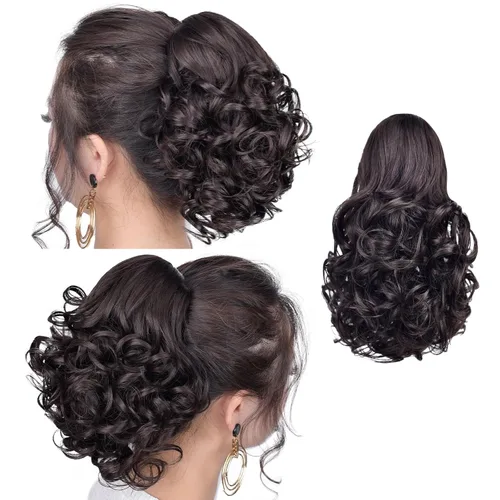Miniatura 41 de SYXLCYGG Auburn Clip Cola de caballo Clip Cola de caballo Extensión de cola de caballo ondulado 10 pulgadas 3.5 oz pelo sintético falso pieza