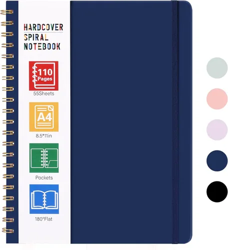 Miniatura 9 de LABUK Cuaderno de espiral de 8.5 x 11 pulgadas, cuadernos A4 de tapa dura para mujer, 55 hojas y 110 páginas, diario grande para el trabajo