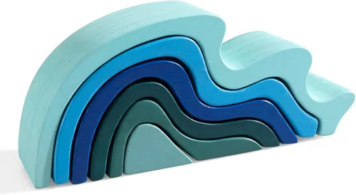 Miniatura 8 de Juguete apilable de madera de arco iris, apilador de madera con elementos de fuego, bloques apilables de varias formas, Waldorf y Montessori juguete