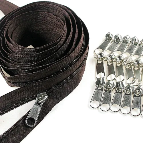 Miniatura 10 de Leekayer The Yard - Cremalleras de bobina de nailon blanco #5 a granel de 10 yardas con 25 deslizadores plateados para costura DIY bolsa
