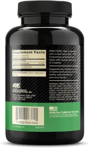 Miniatura 9 de Optimum Nutrition Cápsulas de monohidrato de creatina micronizada, aptas para Keto, 2500 mg, 100 cápsulas