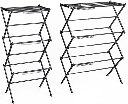 Estante de secado de ropa de 3 niveles, estante de secado plegable, estante de lavandería para interiores y exteriores para secar ropa, diseño de