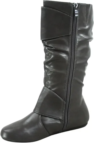 Miniatura 2 de Botas de mujer con hebilla lateral, cierre de cremallera, puntera redonda, planas, con tacón bajo, de media pantorrilla