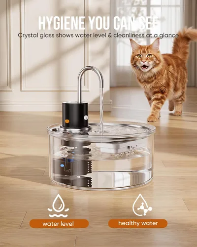 Miniatura 3 de Wireless Cat Water Fountain Glass DIY - 108oz/3.2L Automatic Ultra-Quiet Cat Water Fountain Cordless, Glass Battery Operated Pet Fountain