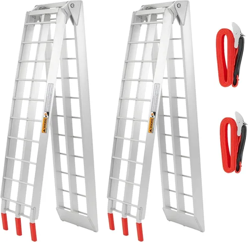 Rampas ATV para camionetas, rampas plegables de aluminio para camiones de 7.5 pies, paquete de 2, tracción de peldaños transversales, dedos con