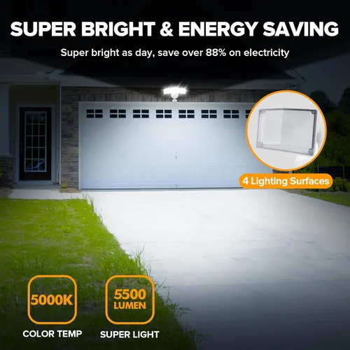 Miniatura 2 de UME Luces de Seguridad LED de 49W 5500LM con Sensor de Movimiento para Exteriores, 5000K Luz de Día, IP65 Resistente al Agua, del Atardecer al