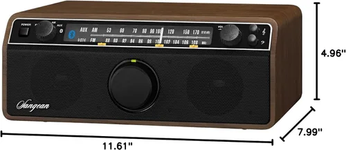 Miniatura 3 de Sangean WR-12BT AM/FM/Bluetooth/AUX-In Radio estéreo analógica de gabinete de madera (nogal oscuro)