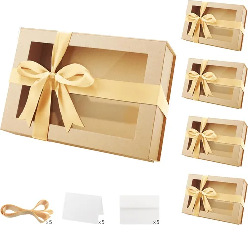 Miniatura 18 de PACKQUEEN 5 cajas de regalo negras grandes con ventanas, 13.5 x 9 x 4.1 pulgadas, cajas de regalo con ventanas transparentes para regalos que