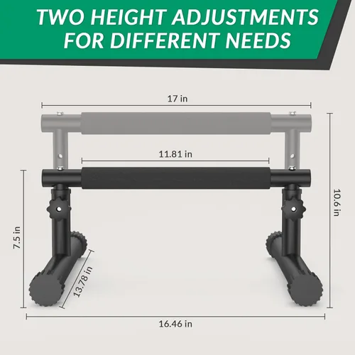 Miniatura 3 de IMAYCC Push Up Bar, Adjustable 7.5" and 10.6" High Parallettes Bars & Dip Bar With Full-Cover Foam Grips, No Wobbling Calisthenics Equipment For