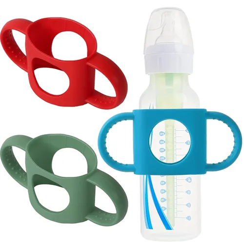 Miniatura 9 de TonGass Paquete de 4 asas de botella para biberones estrechos Dr. Brown con asas de fácil agarre para sostener su propio biberón, silicona suave sin