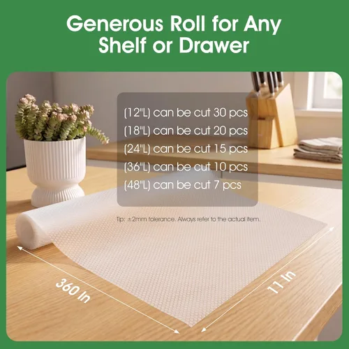 Miniatura 9 de PABUSIOR Revestimientos para estantes de 11 pulgadas de ancho – Revestimientos transparentes fáciles de cortar para cajones – Tamaño precortado 11 x