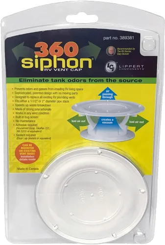 Miniatura 3 de Lippert 360 Sifón Tapa para Ventilación de Techo de RV para Prevención de Olores con Ajuste Universal, Pantalla Anti-Insectos Incorporada, 2-Blanco