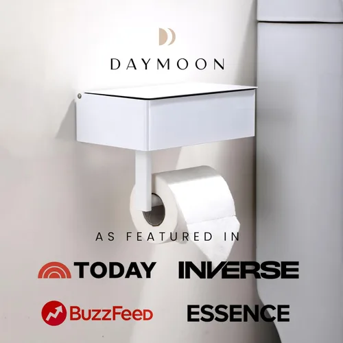 Miniatura 4 de Day Moon™ Soporte de papel higiénico blanco con estante - Porta toallitas para baño, dispensador de toallitas desechables, soporte para papel