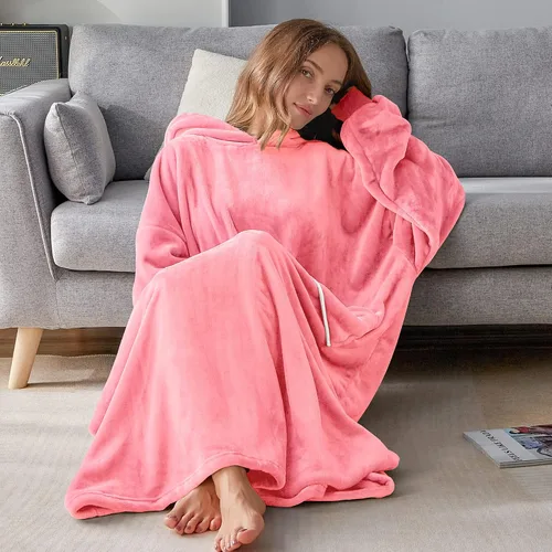 Miniatura 3 de BEDELITE Fleece Wearable Blanket Hoodie with Sleeves and Pocket, Long Oversized Blanket for Women Men&Teen,plush