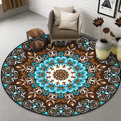Alfombra redonda vintage para salón, dormitorio o sala de manto – 31.5 in, 39.4 in, 47.2 in, 55.1 in, 63.0 in, 70.9 in, 78.7 in, cesta colgante para