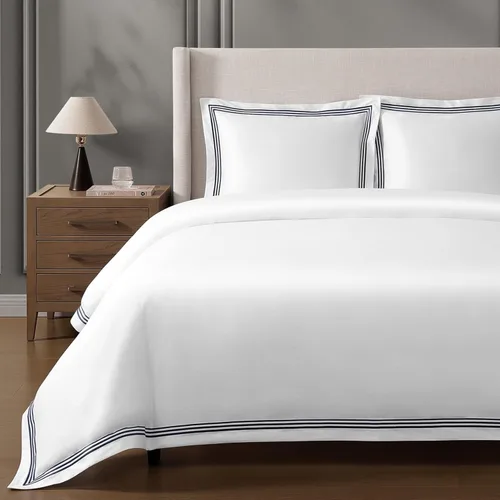 Miniatura 12 de Pure Parima Triple Luxe Sateen Hotel Collection - Juego de funda de edredón 100% algodón egipcio certificado, bordado Baratta, matrimonial/Queen