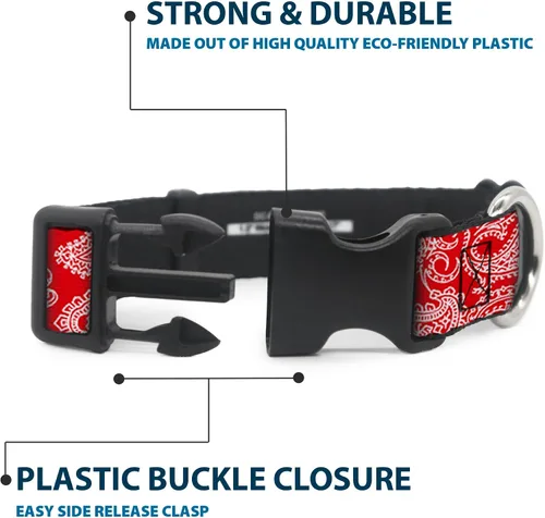 Miniatura 4 de Buckle-Down Collar de clip de plástico rojo y blanco Paisley de 9-15 pulgadas, pequeño