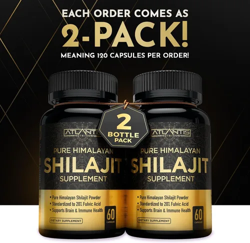Miniatura 2 de Atlantis Nutrition Cápsulas Shilajit del Himalaya formuladas con 20% de ácido fúlvico Suplemento Shilajit del Himalaya para hombres y mujeres