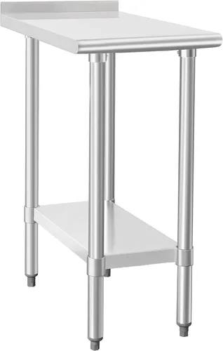 Miniatura 12 de HARDURA Mesa de trabajo comercial de acero inoxidable, mesa de trabajo de preparación, mesa de metal de 14 x 24 pulgadas con estante inferior